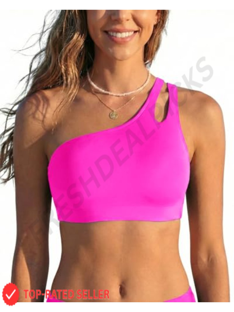 One Shoulder Bikini Top With Removable Padded Swimsuit Bra